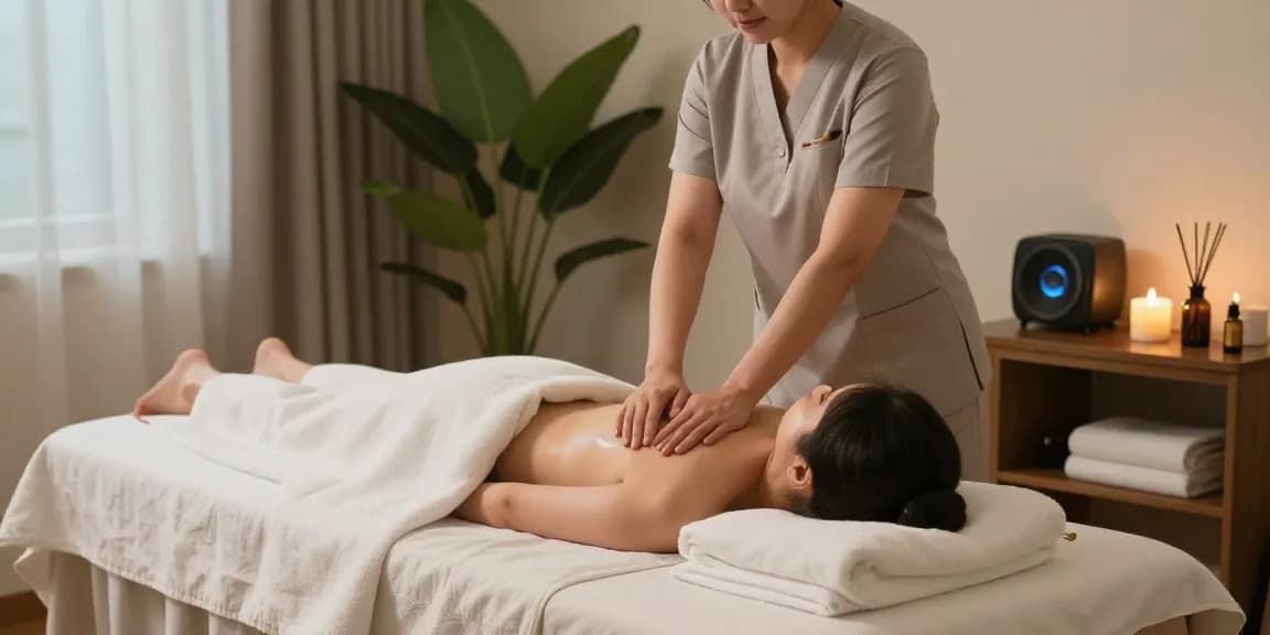 천호동출장마사지 serene home service massage ambiance with skilled therapist and calming decor