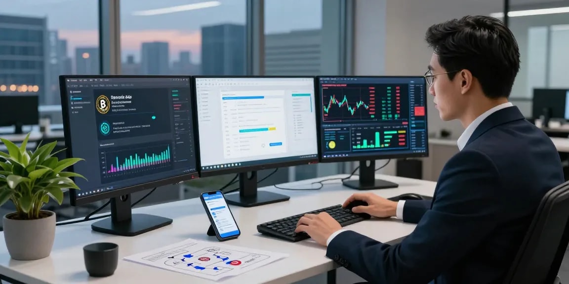 Professionals recover lost crypto assets using advanced recovery tools in a modern office.