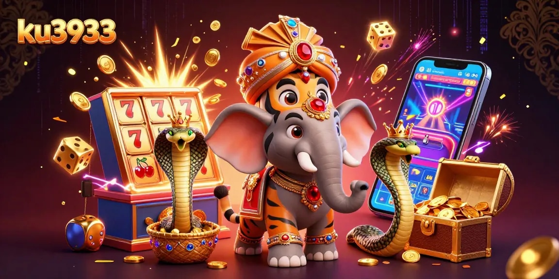 Engage with ku3933's thrilling casino experience through a vibrant 3D scene of games and entertainment.