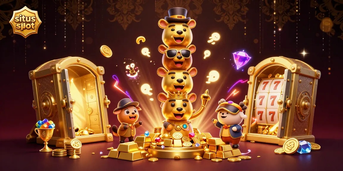 Experience the captivating thrill of situs slot with golden treasures and dynamic casino elements.