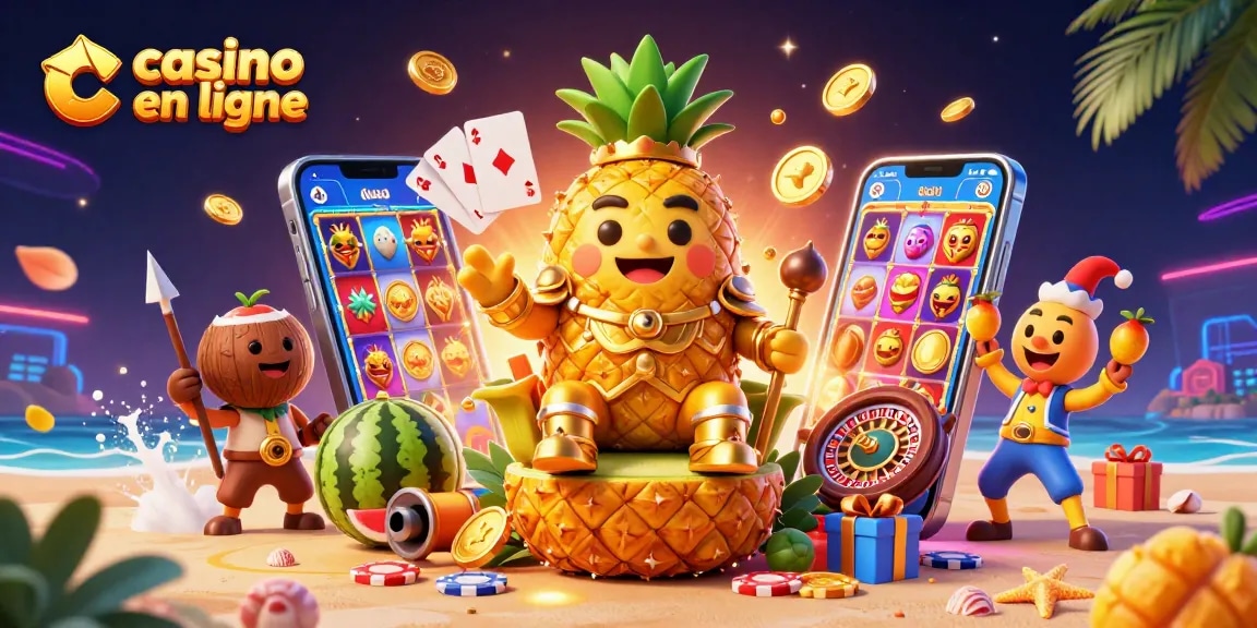 Image captivante de jeux de casino en ligne avec les personnages animés et des éléments de jeu.