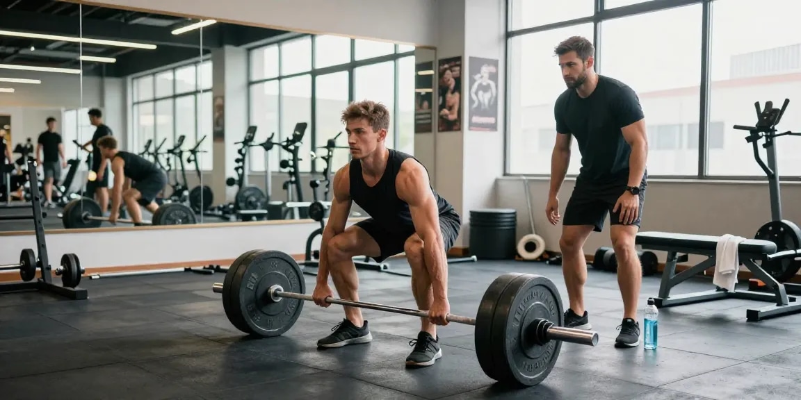 Anabolika Shop - Bodybuilder lifting weights at a dynamic gym, showcasing fitness training environment with focus on muscle growth.