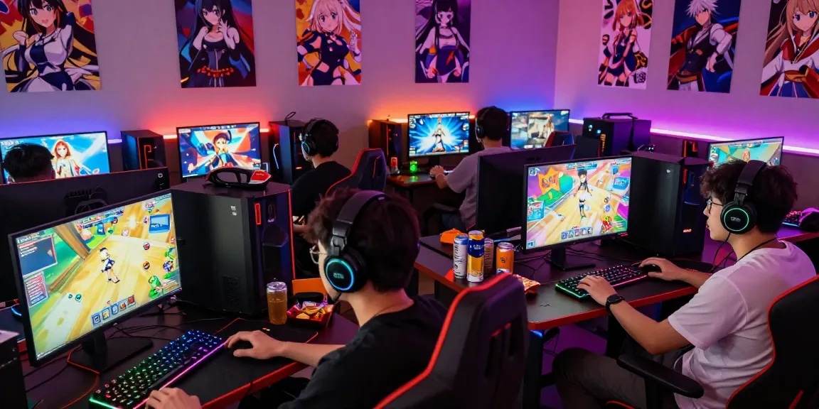 Players enjoying hentai games in a vibrant online gaming setting with colorful artwork and engaging atmosphere.