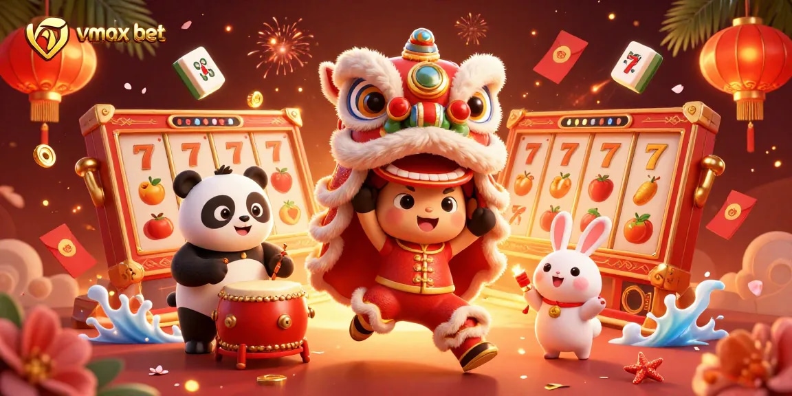 Experience the excitement of vmax bet with vibrant 3D characters and casino game elements.