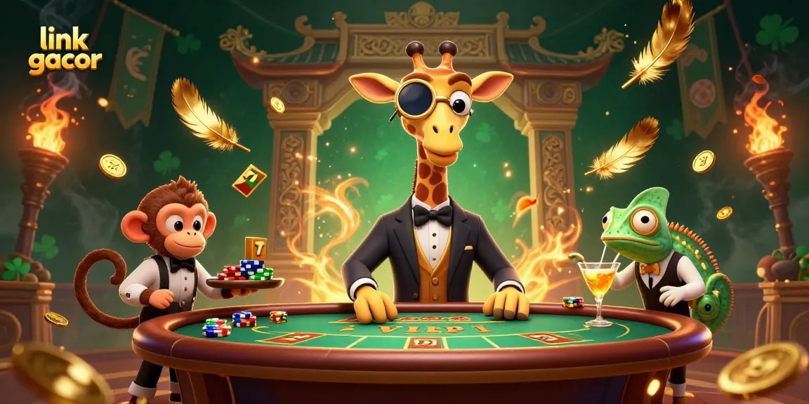 Experience the thrill with link gacor in a vibrant 3D gambling scene featuring unique casino characters.