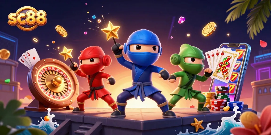 Experience thrilling moments with sc88’s ninja chameleon team amidst casino riches and excitement.