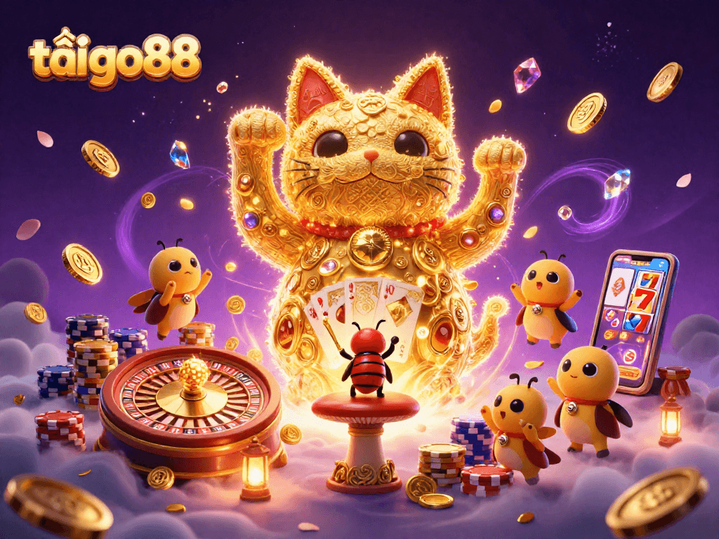Experience winning excitement with tải go88 featuring a dynamic lucky cat and casino symbols.