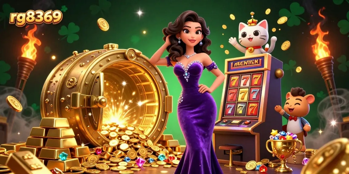 Win jackpots with rg8369 at this ultra-detailed 3D casino illustration, featuring a glamorous scene and lucky symbols.