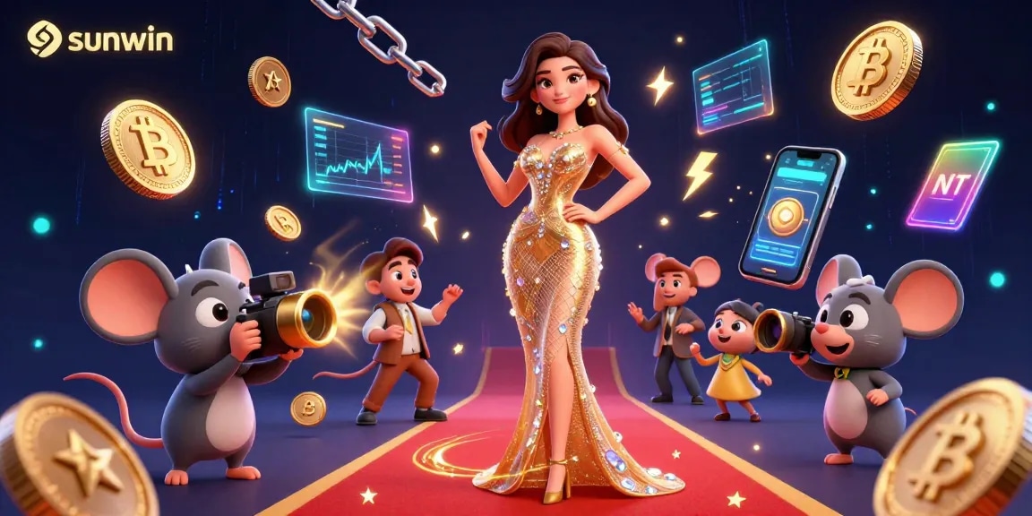 Experience immersive gameplay at sunwin, featuring a glamorous casino scene with crypto elements.