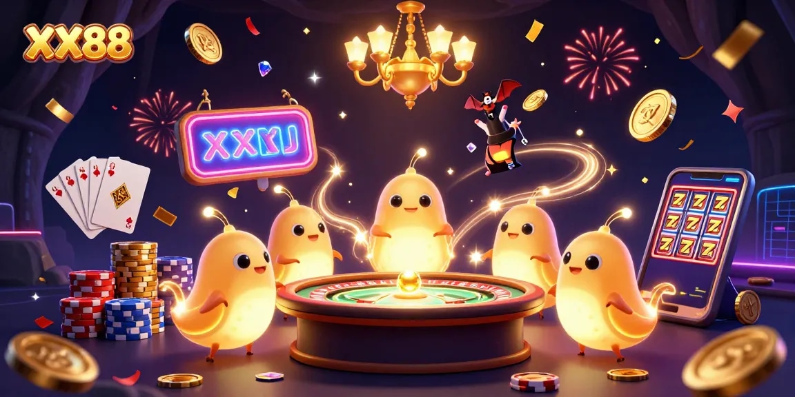 Experience the excitement of XX88 casino with vibrant glowworms lighting up the scene while winning big!