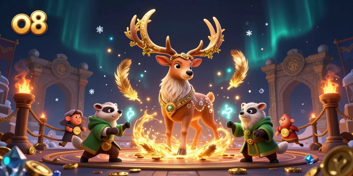 Experience thrilling betting action with o8's vibrant 3D casino scene featuring magical characters.
