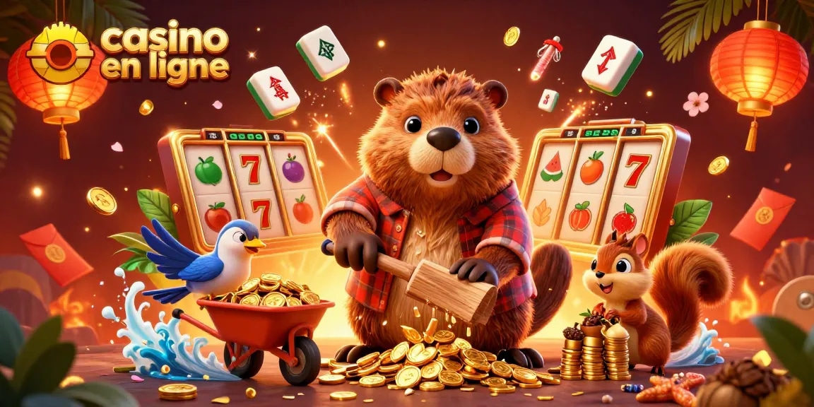 Gagnez des pièces d'or en jouant à un casino en ligne avec un castor dans un environnement festif