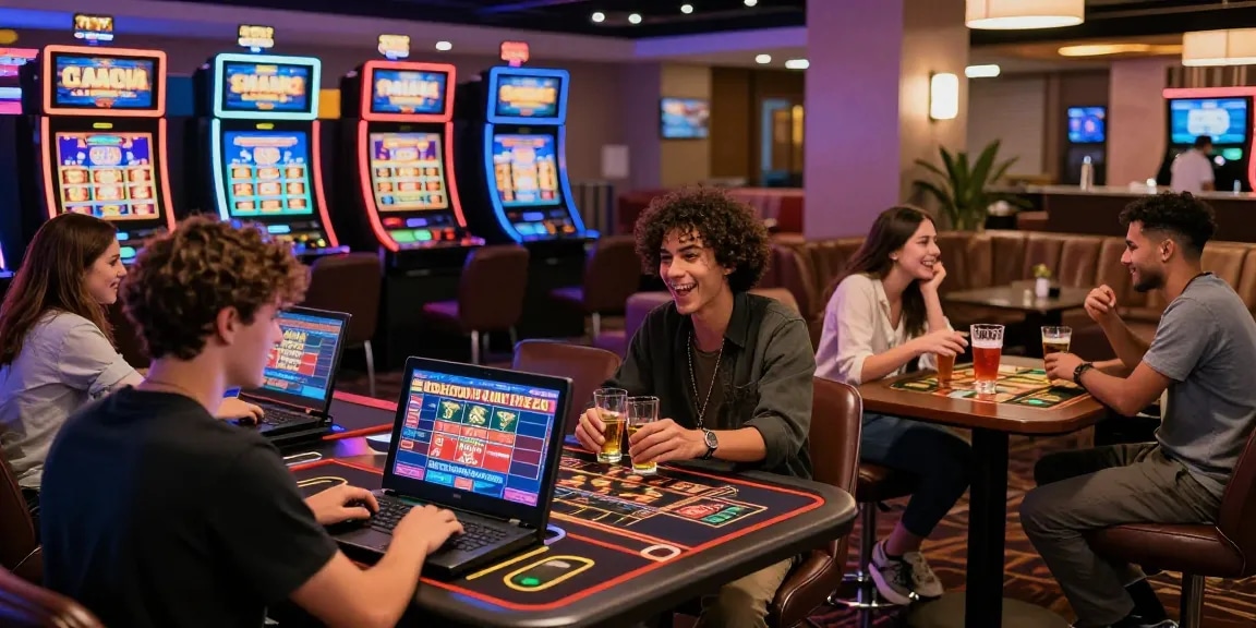 Diversi giocatori che si godono l'esperienza dei migliori casino online in un'atmosfera vivace di casinò.