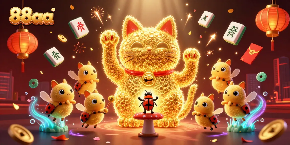 Experience 88aa through a vibrant illustration showcasing a lucky cat and casino symbols in a festive ambiance.