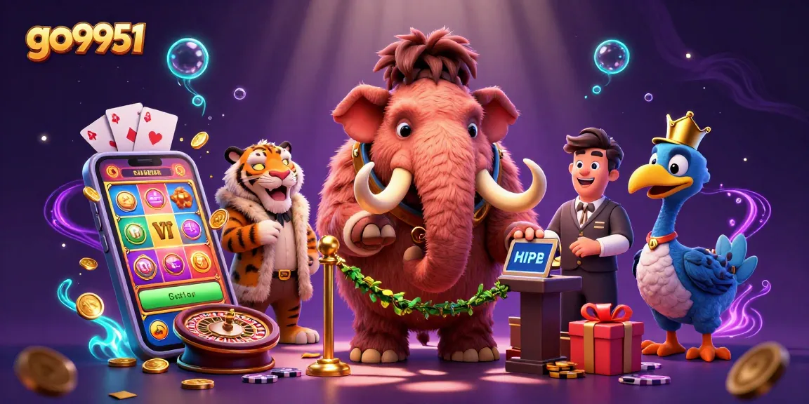 Experience the thrilling world of go9951 as a woolly mammoth bouncer checks IDs at an upscale casino entrance.