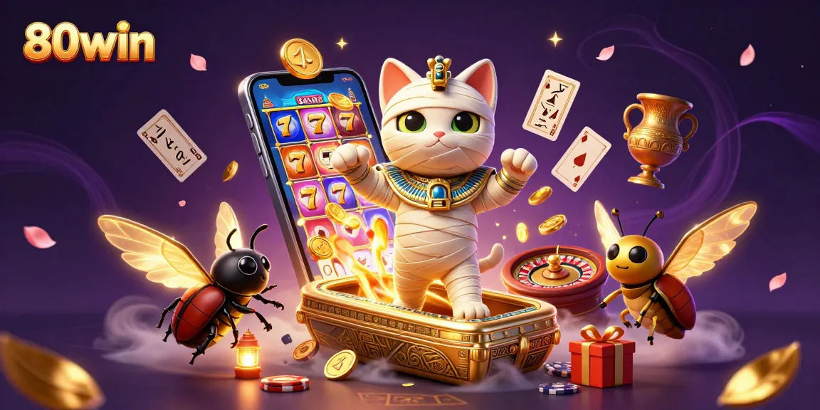Play thrilling slots and casino games at 80win, featuring a lively Egyptian theme.