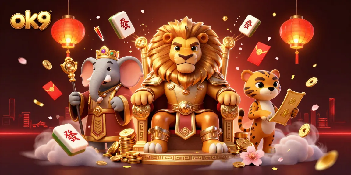 Enjoy the thrill of ok9 gaming with a majestic lion, wise elephant, and swift cheetah!