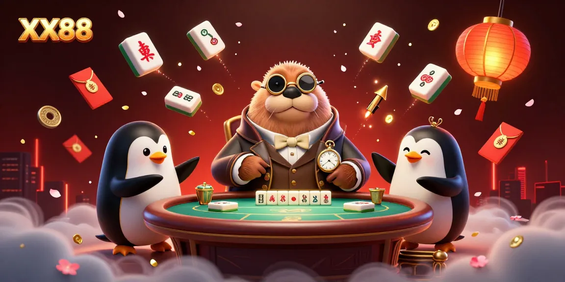 Play poker with the whimsical walrus at XX88, surrounded by festive gaming elements.