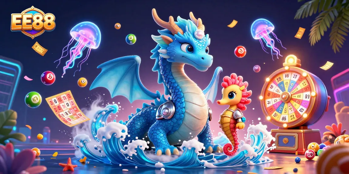 EE88 offers thrilling moments with a fantasy dragon and coral knight in a vibrant casino scene.