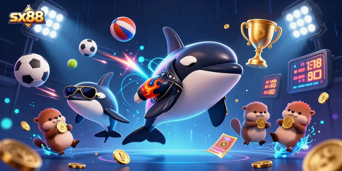 Sx88 prominently showcases a dynamic scene with gaming and marine characters engaging in gambling excitement.