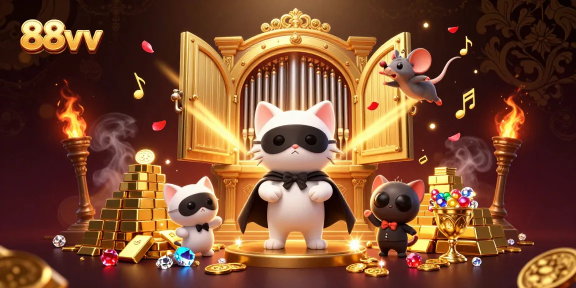 Engage with 88vv's thrilling casino experience featuring vibrant characters and gold treasures.