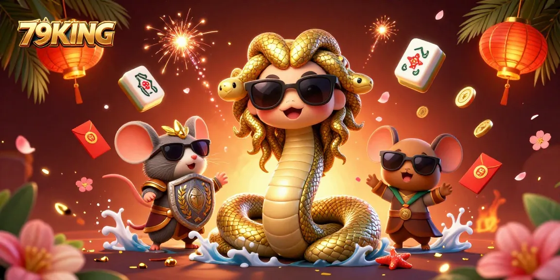 Experience the excitement of gaming at 79KING with festive 3D decorations and vibrant casino elements.