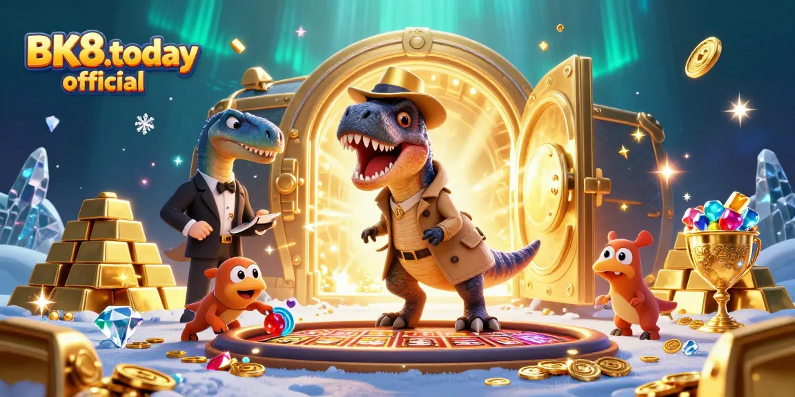 Experience thrilling gameplay at BK8.today official with a velociraptor card counter at a captivating casino scene.