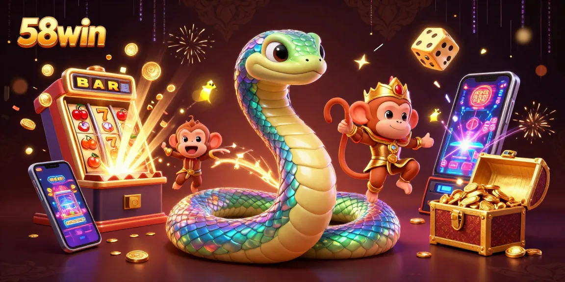 Engage with 58win's vibrant gaming scene featuring dynamic characters and exciting slot casino action.