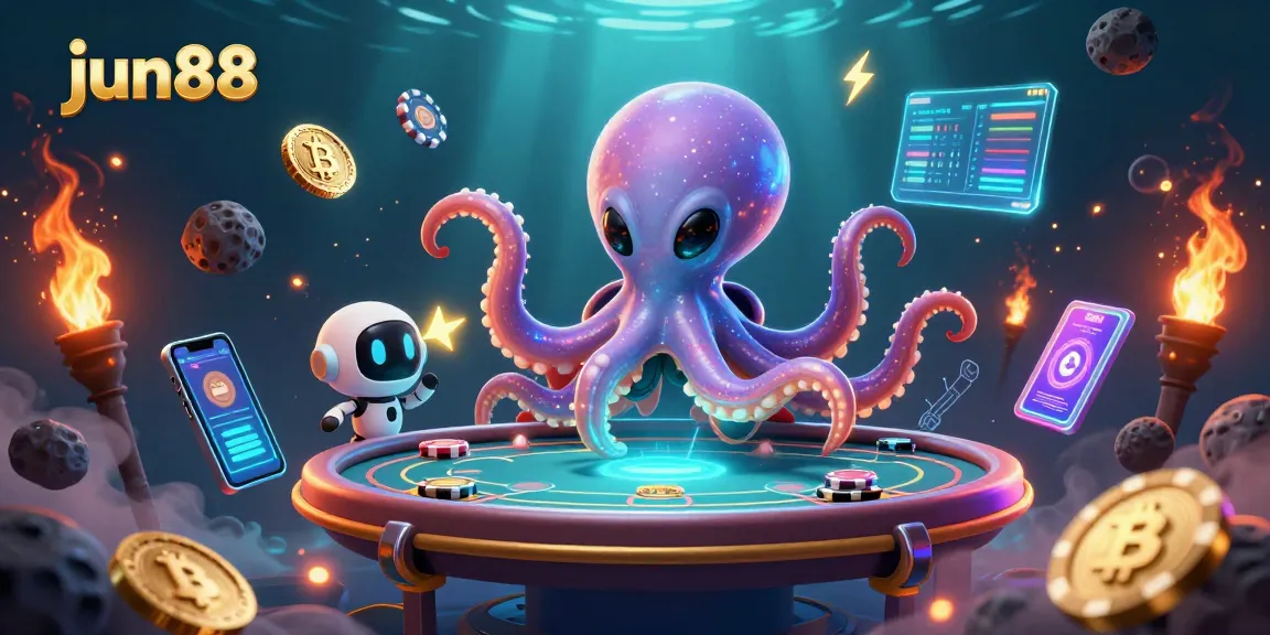 Experience the thrill of gaming at jun88 with an intergalactic poker scene featuring crypto elements.