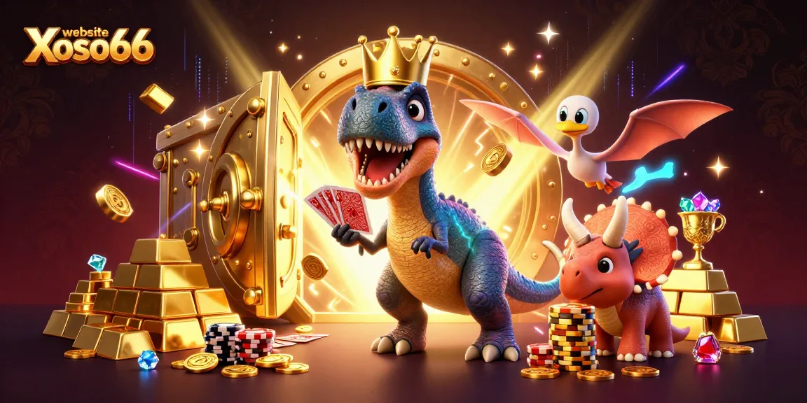 Win big at the website Xoso66 with our animated casino scene featuring vibrant characters and golden treasures.