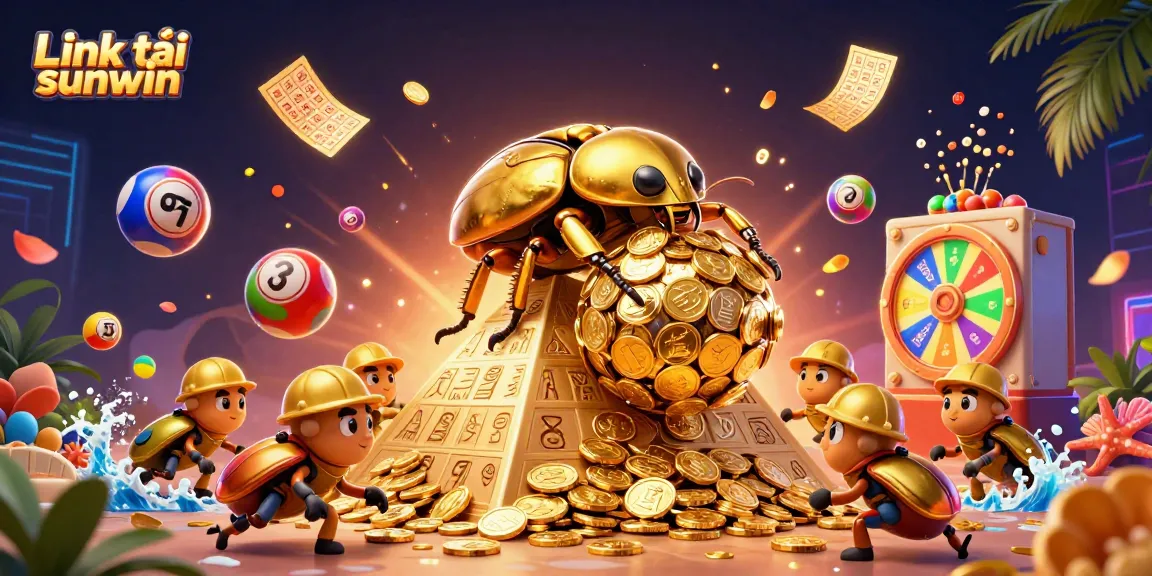 Spin the thrilling Link tải sunwin golden coins with vibrant lottery elements around the beetles.