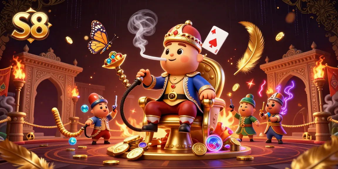 S8 offers thrilling poker experiences with a vibrant caterpillar master blowing smoke rings.
