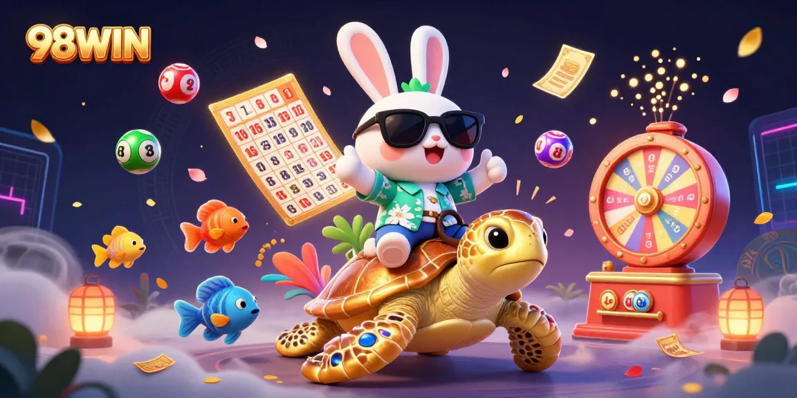 Win big with exciting 98WIN games in this dynamic 3D casino illustration.