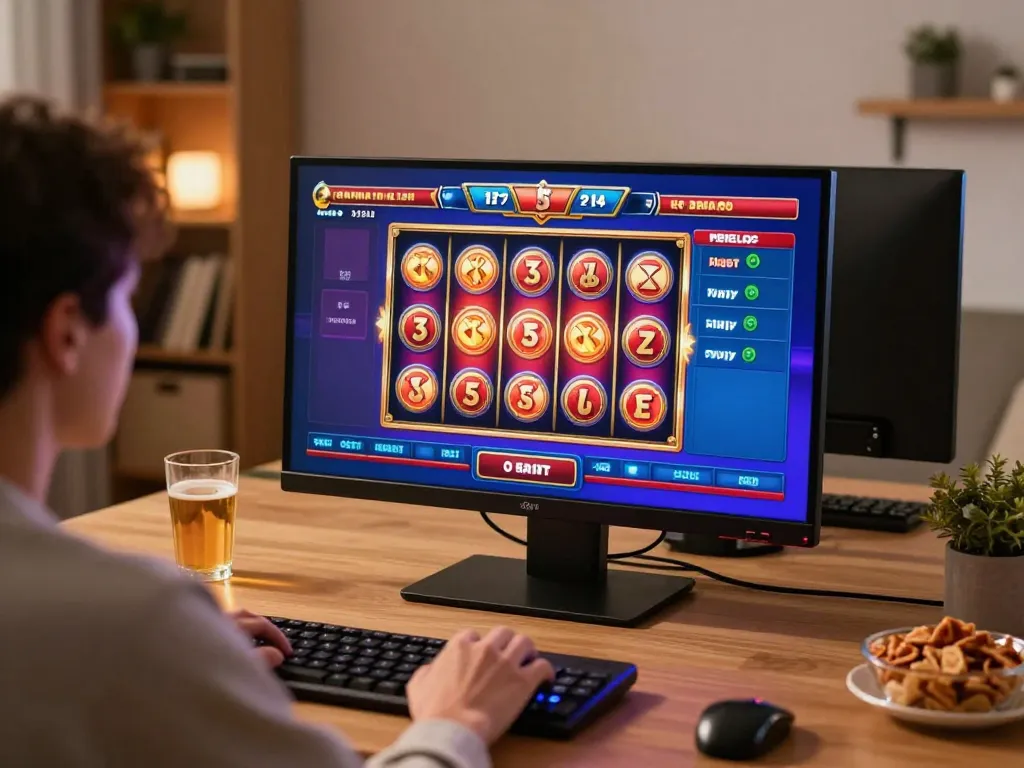 Bermain permainan poker bintangmpo di rumah, menampilkan antarmuka permainan online dan strategi bermain.