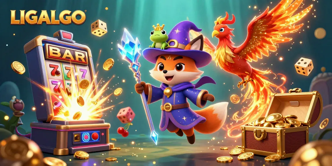 LIGALGO invites gamblers to experience the magic of slots with a wizard fox showcasing vibrant casino elements.