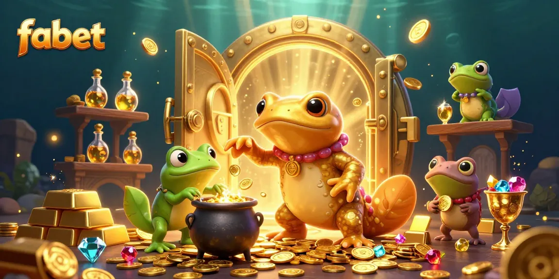 Fabet's dynamic casino scene with the giant salamander alchemist turning metals into gold, set in a magical laboratory.