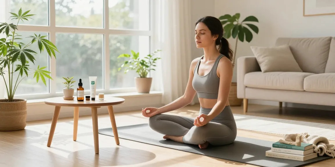 Official Ministry of Cannabis CBD oil in a serene meditation setting, promoting natural wellness and relaxation.