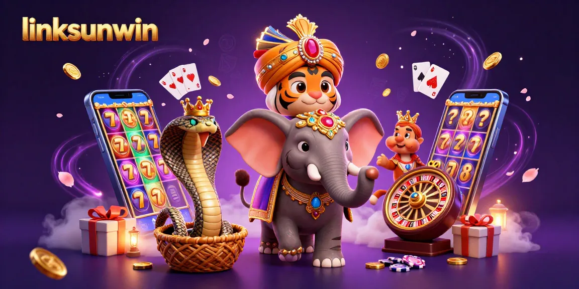 Celebrate winnings at linksunwin with an extravagant casino scene featuring a royal tiger and dazzling games.