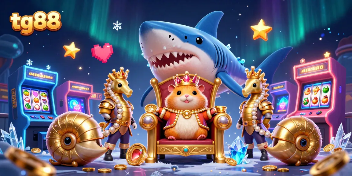 Engage with the tg88 online gaming experience featuring a golden hamster king in a vibrant casino game setting.