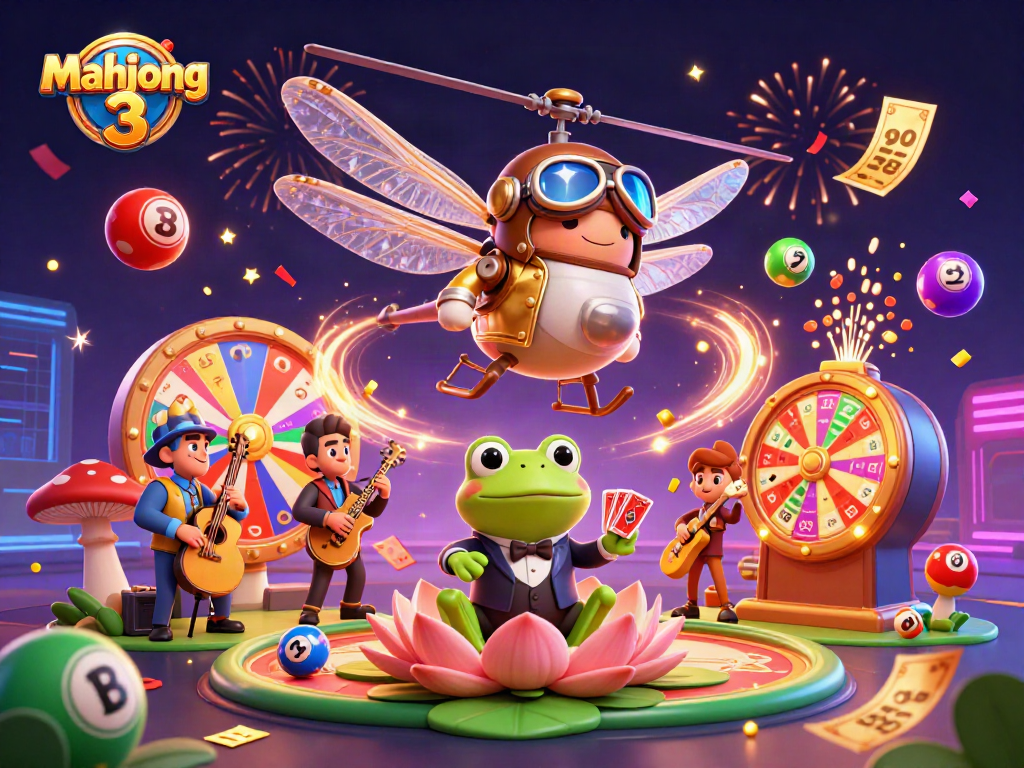 Engage with mahjong 3 inside a vibrant casino scene filled with colorful game elements.