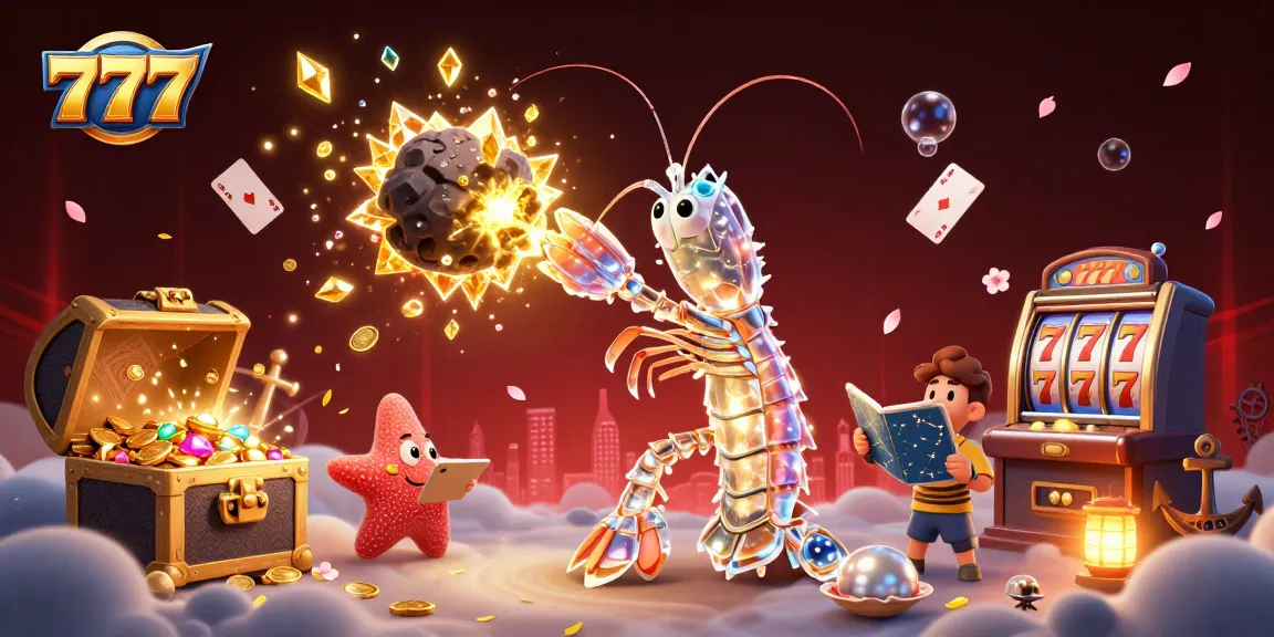 Experience winning thrills with 777 symbols in a vibrant casino scene rich with gems and treasures.