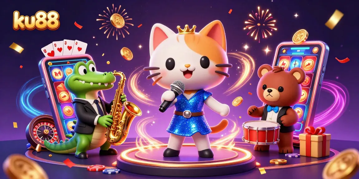 ku88 casino scene showcasing vibrant 3D characters and dynamic game elements.