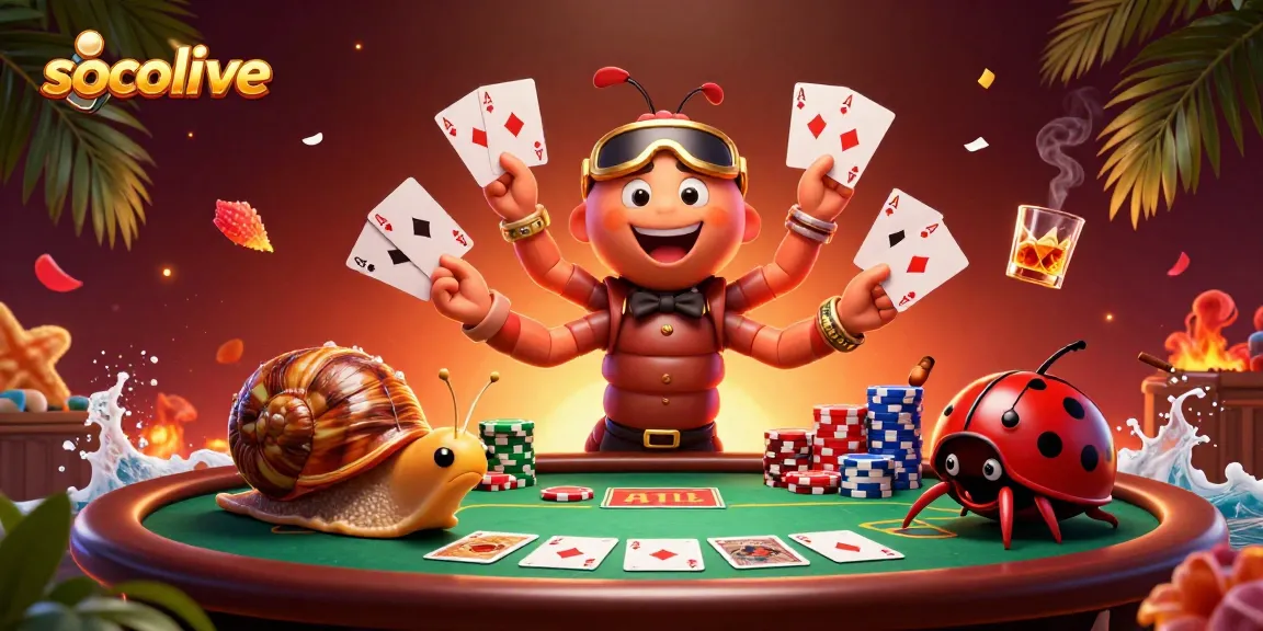 Experience live gaming action with Socolive dealer showcasing exciting poker hands.