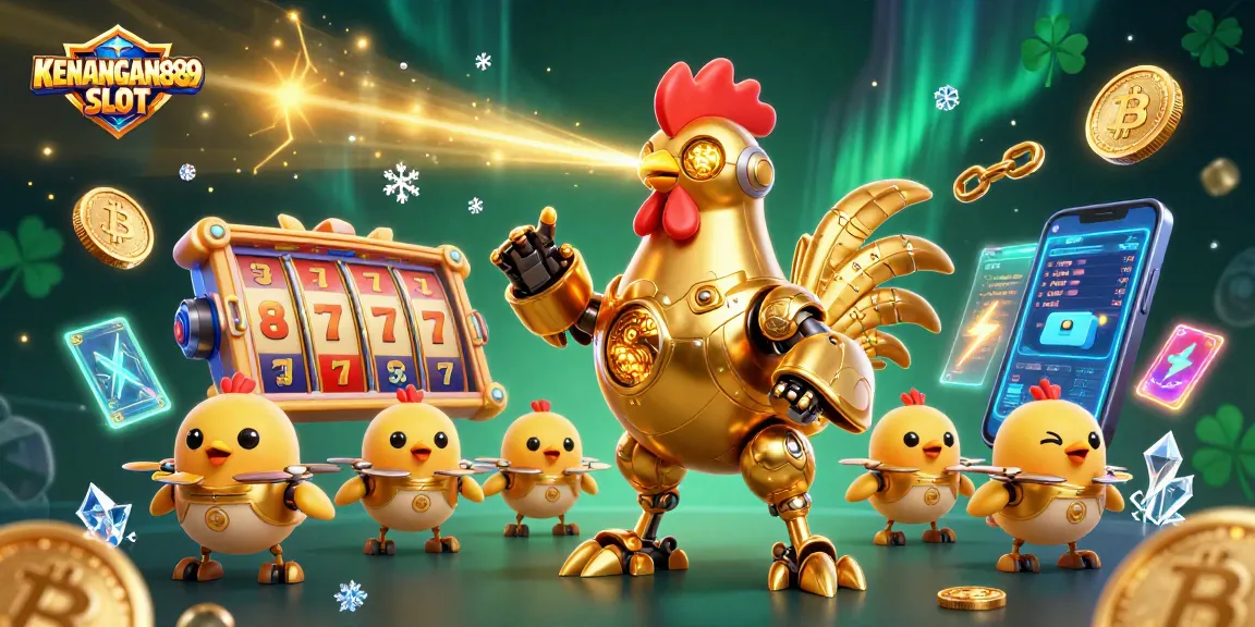 Engage with the KENANGAN889 SLOT experience, featuring exciting slot reels and neon crypto coins.