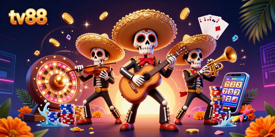 Experience wins at tv88 with vibrant mariachi characters celebrating casino excitement.