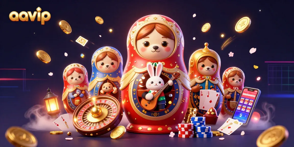 Aavip invites players to experience vibrant casino action with 3D cartoon characters celebrating gaming excitement.