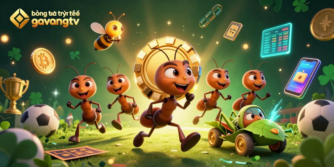 Engage with bóng đá trực tuyến gavangtv as a team of cartoon ants heist with a giant poker chip.