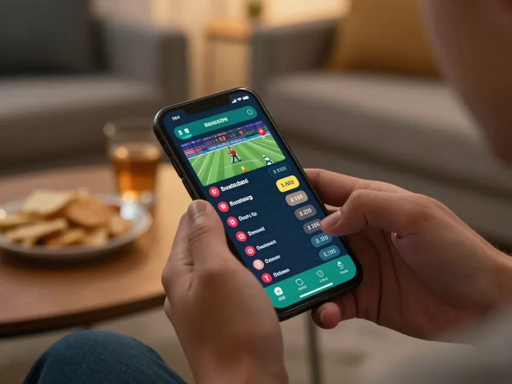 Engaging moment at LOTO188 COM where a user places strategic sports bets on a smartphone, enhancing the online gambling experience.