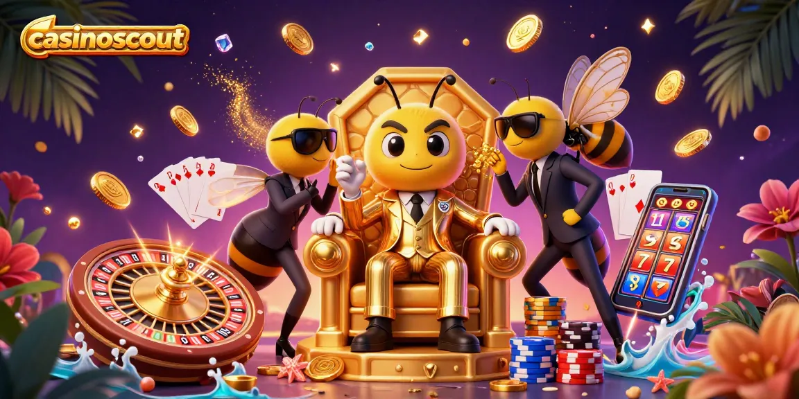 Engage with casinoscout's rich 3D casino scene featuring dynamic characters, games, and vibrant elements.