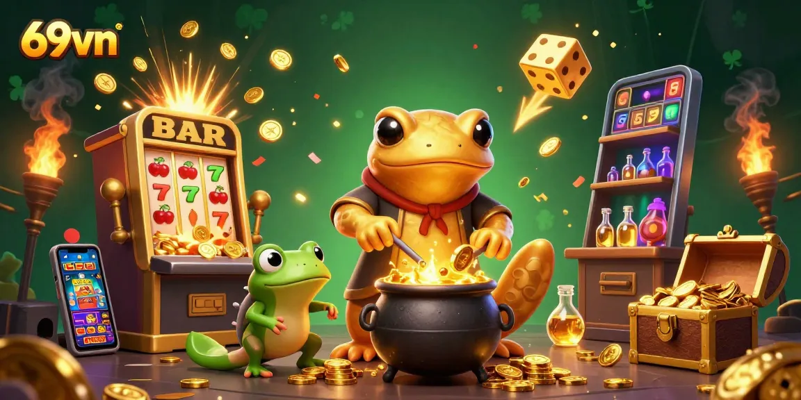 Experience thrilling wins with the 69vn giant salamander alchemist in an enchanting casino scene.